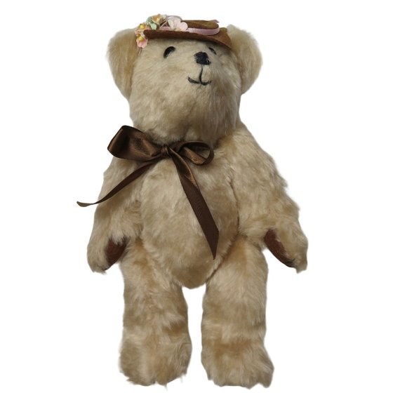 Vintage 1980s Handmade Mohair Teddy Bear Articulate Fully Jointed Marked 10" USA